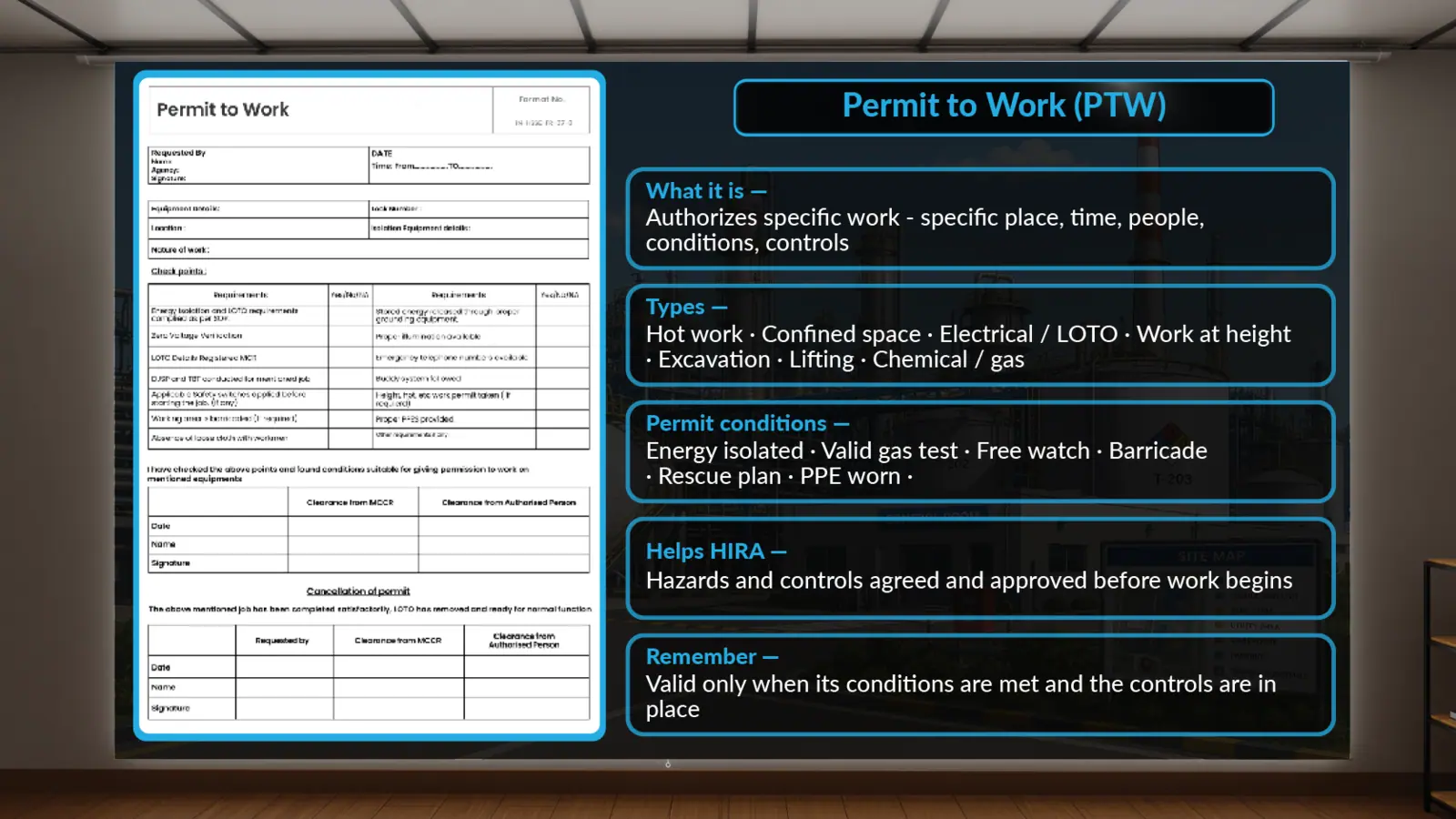 Workplace Safety Documents and Permits training module screenshot